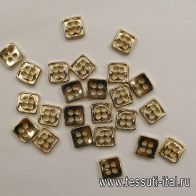 Пуговица квадратная металл золото 4 прокола d-13мм  - итальянские ткани Тессутидея арт. F-6872