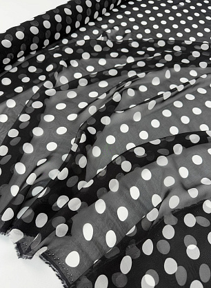 Маркизет (н) белый горох на черном - в интернет-магазине тканей Тессутидея арт. 10-5052