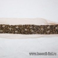 Аппликация тесьма (н) бисер и бусины на телесной сетке ш-3,5см - итальянские ткани Тессутидея арт. F-2370