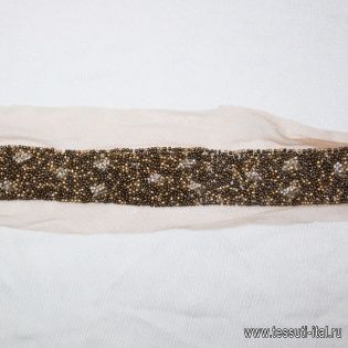 Аппликация тесьма (н) бисер и бусины на телесной сетке ш-3,5см - итальянские ткани Тессутидея арт. F-2370