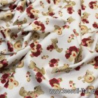 Плательная (н) мишки и цветы на светло-бежевом в стиле Monnalisa - итальянские ткани Тессутидея арт. 04-1267
