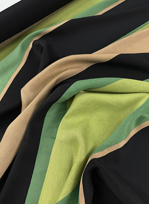 Лен (н) черно-бежево-зеленая полоска - в интернет-магазине тканей Тессутидея арт. 16-1153