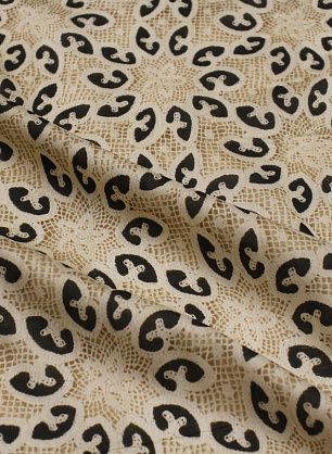 Маркизет (н) бежево-черный кружевной рисунок  - в интернет-магазине тканей Тессутидея арт. 10-4366