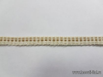 Тесьма шанель с пайетками бежево-молочная ш-1см - итальянские ткани Тессутидея арт. F-5186
