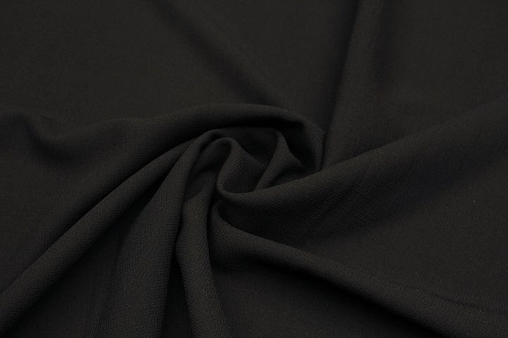Костюмная креп двухслойная (о) черная - итальянские ткани Тессутидея арт. 05-4569