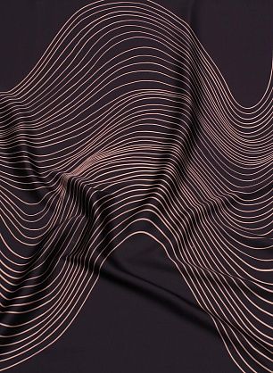 Шелк атлас стрейч (н) розовый волнообразный рисунок на темно-фиолетовом - в интернет-магазине тканей Тессутидея арт. 10-3734