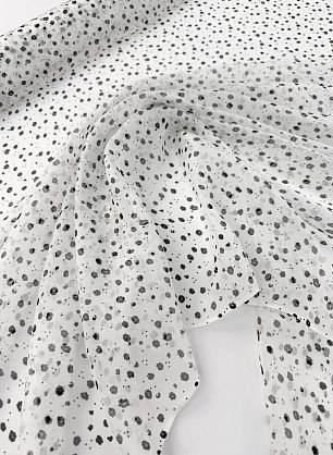 Маркизет (н) мелкий черный цветочный рисунок на белом - в интернет-магазине тканей Тессутидея арт. 10-4745