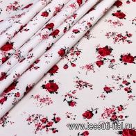 Сорочечная (н) розы на белом - итальянские ткани Тессутидея арт. 01-5120