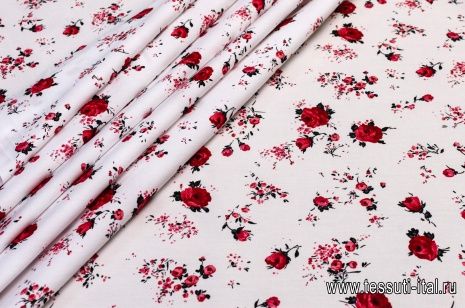 Сорочечная (н) розы на белом - итальянские ткани Тессутидея арт. 01-5120