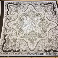 Шифон купон (1,5м) черно-белый орнамент - итальянские ткани Тессутидея арт. 02-7212