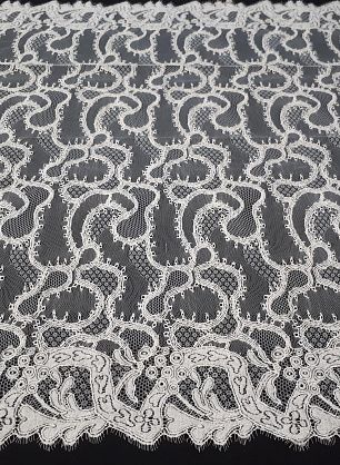 Кружевное полотно (н) светло-бежево-фисташковое ш-90см Jean Bracq - в интернет-магазине тканей Тессутидея арт. 03-5340