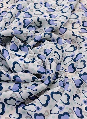 Шифон (н) стилизованные сердечки на белом - в интернет-магазине тканей Тессутидея арт. 02-8450