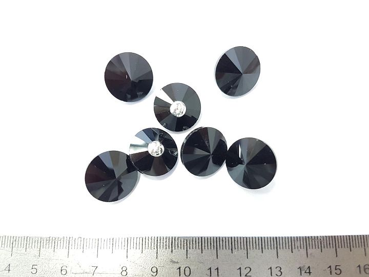 Пуговица на ножке  черная d-18мм Swarovski - итальянские ткани Тессутидея арт. F-3605