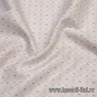 Сорочечная стрейч (н) бело-коричневый геометрический принт - итальянские ткани Тессутидея арт. 01-6026