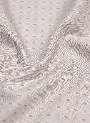 Сорочечная стрейч (н) бело-коричневый геометрический принт - в интернет-магазине тканей Тессутидея арт. 01-6026