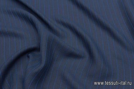 Лен (н) сине-голубая полоска - итальянские ткани Тессутидея арт. 16-0818