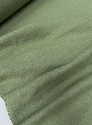 Лен костюмный с эффектом мятости (о) хаки - в интернет-магазине тканей Тессутидея арт. 16-1168