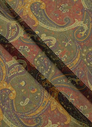 Плательная сетка бистрейч (н) красно-желто-зеленые пейсли - в интернет-магазине тканей Тессутидея арт. 03-7429