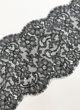 Кружево (н) сине-серое ш-16см - итальянские ткани Тессутидея.