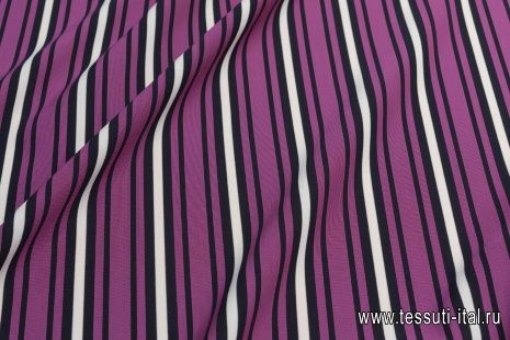 Джерси (н) черно-бело-фиолетовая полоска - итальянские ткани Тессутидея арт. 14-1709
