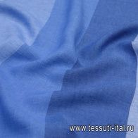 Лен (н) сине-голубая поперечная полоска - итальянские ткани Тессутидея арт. 16-0592