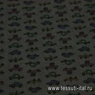Сорочечная стрейч (н) машинки на серо-синем ш-150см - итальянские ткани Тессутидея арт. 01-3353