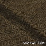 Пальтовая дабл (н) бежево-коричневая елочка - итальянские ткани Тессутидея арт. 09-2167