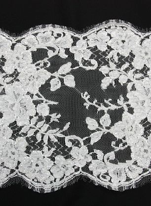 Кружево расшитое стеклярусом (о) белое ш-28см Solstiss - в интернет-магазине тканей Тессутидея арт. 03-3844