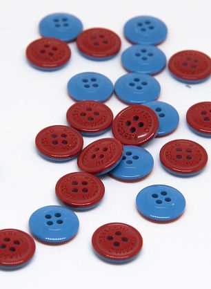 Пуговица пластик 4 прокола d-11мм красно-голубая Massimo Rebecchi - в интернет-магазине тканей Тессутидея арт. F-4592
