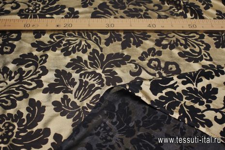 Шифон с напылением (н) черно-золотой рисунок - итальянские ткани Тессутидея арт. 10-3121