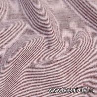 Лен (н) бело-бордовая полоска - итальянские ткани Тессутидея арт. 16-0617