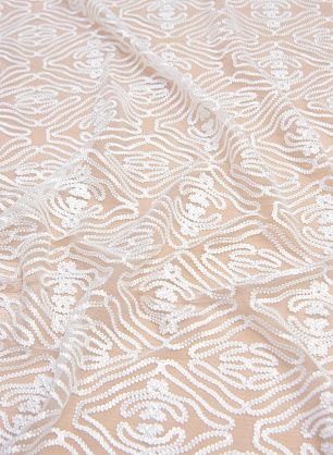 Сетка плательная расшитая тесьмой (о) айвори - в интернет-магазине тканей Тессутидея арт. 03-6685