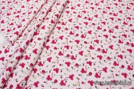 Хлопок стрейч (н) розы и банты на светло-розовом в стиле Monnalisa - итальянские ткани Тессутидея арт. 01-5585