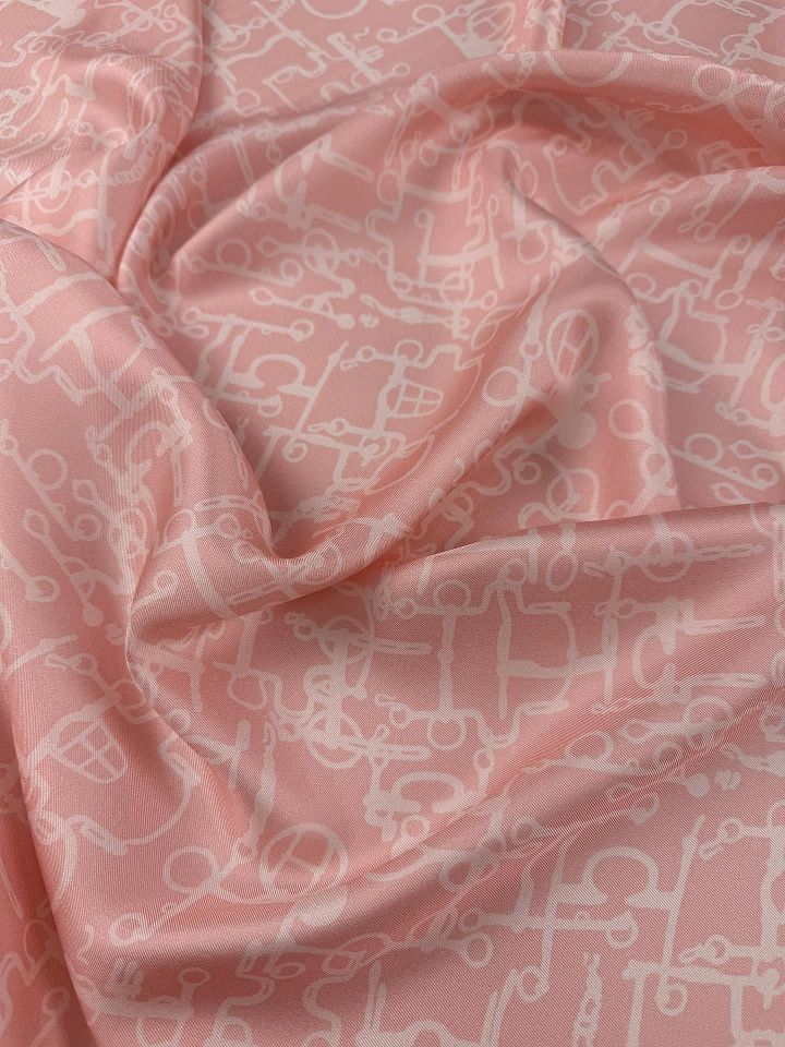 Шелк твил (н) белый рисунок на светло-розовом - итальянские ткани Тессутидея арт. 10-4868