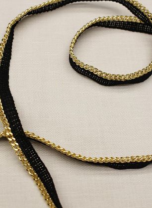 Тесьма черная с золотой цепочкой ш-1,2см - в интернет-магазине тканей Тессутидея арт. F-6432