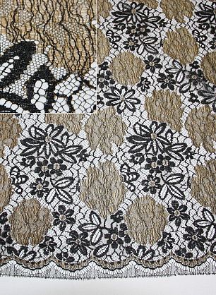 Кружево Solstiss с люрексом (н) черно-золотое ш-95см - в интернет-магазине тканей Тессутидея арт. 03-2341