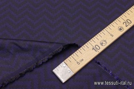Костюмная стрейч (н) сине-черный орнамент - итальянские ткани Тессутидея арт. 05-2972