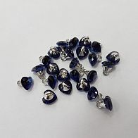 Пуговица на ножке синее сердце  d-8mm SWAROVSKI - итальянские ткани Тессутидея арт. F-3228