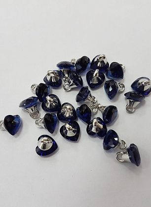 Пуговица на ножке синее сердце  d-8mm SWAROVSKI - в интернет-магазине тканей Тессутидея арт. F-3228