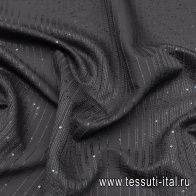Плательная (о) черные стилизованные строчки и пайетки на черном - итальянские ткани Тессутидея арт. 03-6811