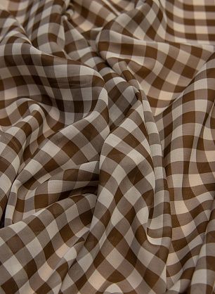 Шифон (н) бело-коричневая клетка - в интернет-магазине тканей Тессутидея арт. 10-0924
