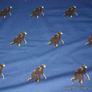 Футер (н) обезьяны на синем - итальянские ткани Тессутидея арт. 12-0488