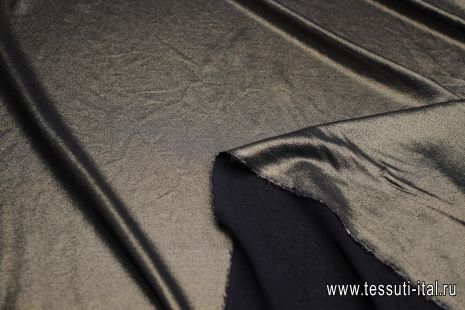 Шифон стрейч с напылением (о) черно-золотой - итальянские ткани Тессутидея арт. 10-3129