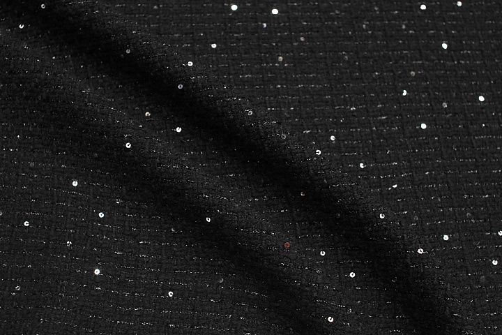 Шанель с люрексом и пайетками (о) черная - итальянские ткани Тессутидея арт. 05-5045