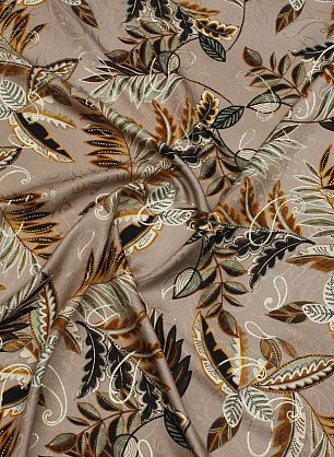 Шелк жаккард с люрексом (н) растительный рисунок на бежевом - в интернет-магазине тканей Тессутидея арт. 10-3903
