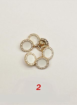 Пуговица металл на ножке d-15мм белая с золотом, черная с золотом, черная с серебром - в интернет-магазине тканей Тессутидея арт. F-6635