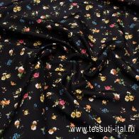 Плащевая с водоотталкивающим покрытием (н) цветочный рисунок на черном - итальянские ткани Тессутидея арт. 11-0479