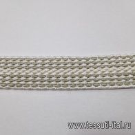 Резинка фактурная ш-4см бело-бежевая, серо-белая - итальянские ткани Тессутидея арт. F-5863