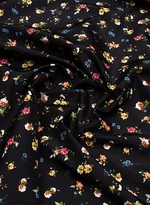 Плащевая с водоотталкивающим покрытием (н) цветочный рисунок на черном - в интернет-магазине тканей Тессутидея арт. 11-0479