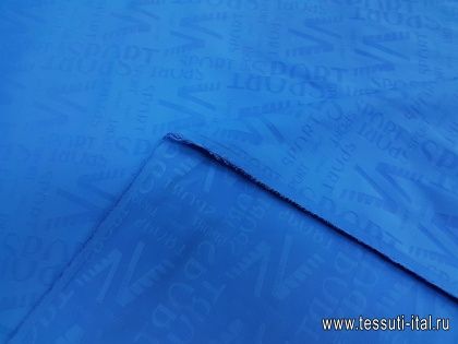 Плательная стрейч (о) ярко-голубая с надписью SPORT - итальянские ткани Тессутидея арт. 03-0065